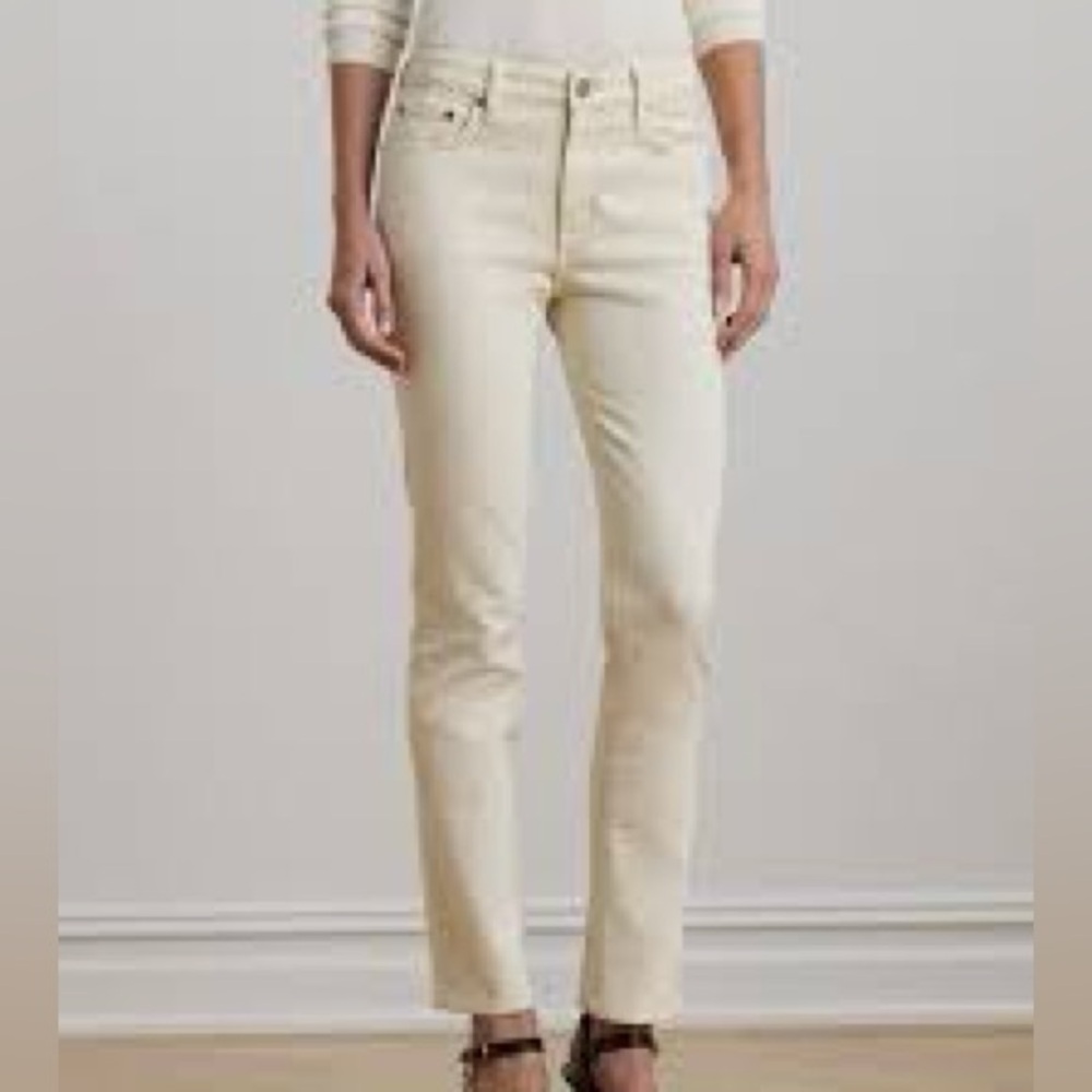Ralph Lauren Women's Straight Leg Cream Jeans